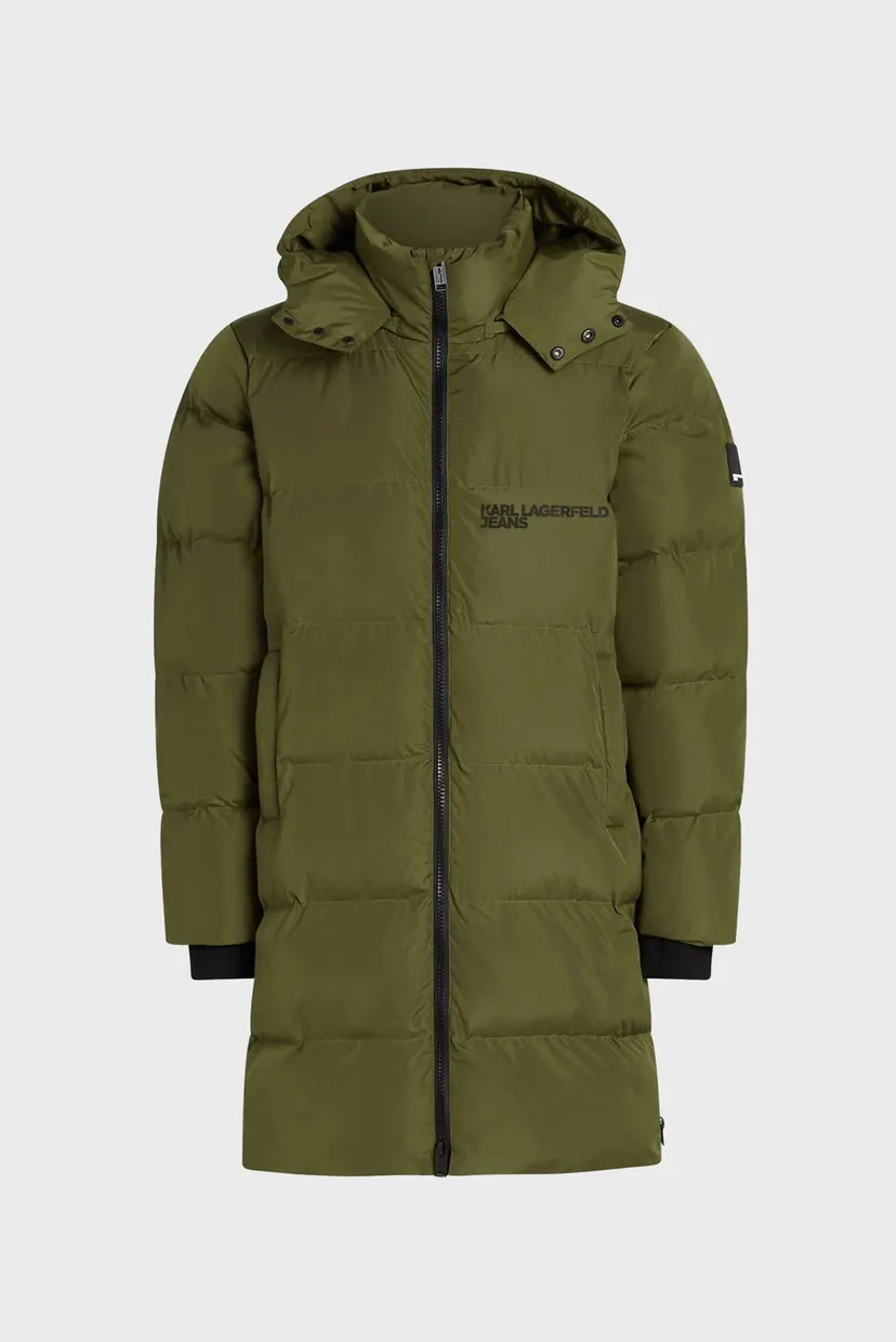 Мужская оливковая куртка regular long puffer 4