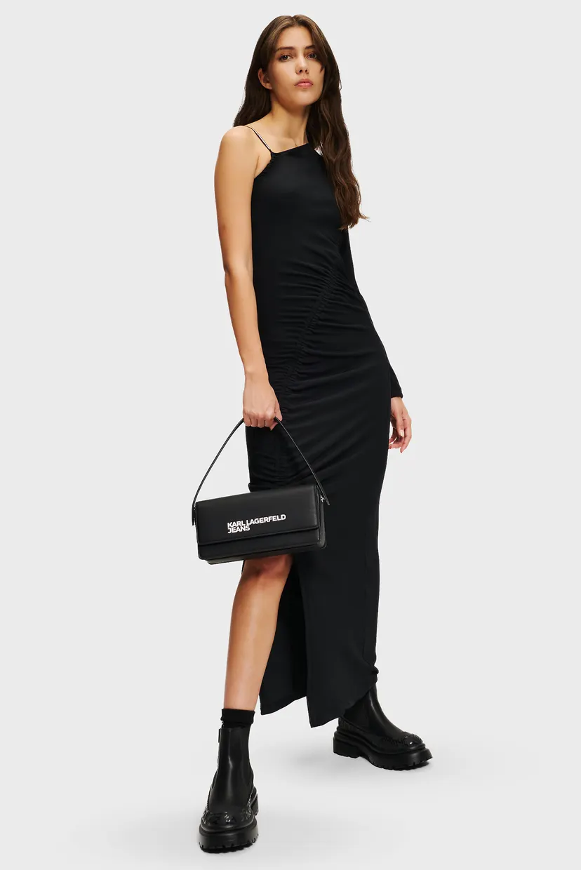 Женское черное платье ruched 3