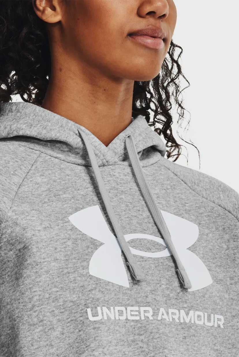 Женское серое худи UA Rival Fleece Big Logo Hdy 4