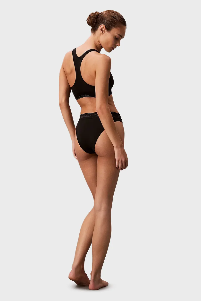 Женские черные трусики HIGH LEG TANGA 4
