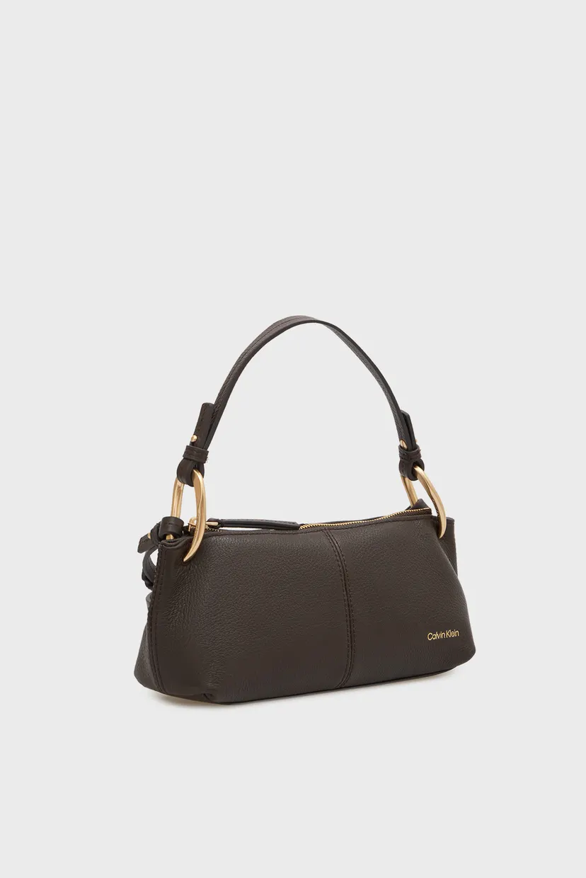 Жіноча темно-коричнева шкіряна сумка SLOUCHY LEATHER SMALL CONV 3