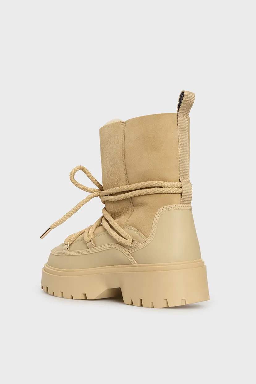 Жіночі бежеві замшеві місяцеходи REAL SHEARLING LACE-UP SNOWBOOT 5
