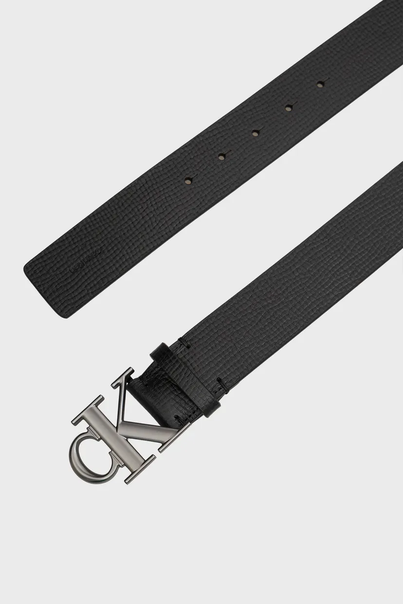 Чоловічий чорний шкіряний ремінь BUCKLE TEXTURED 3