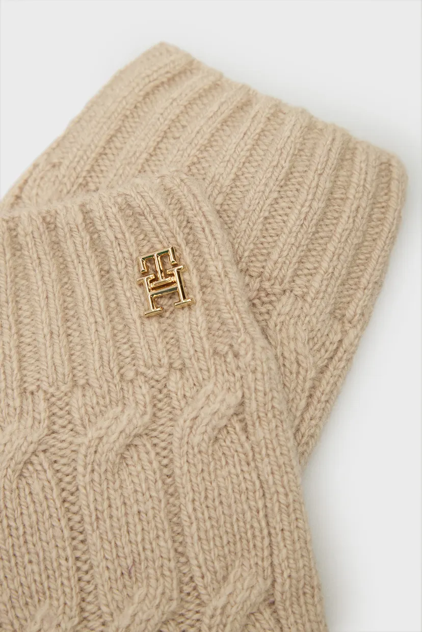Женские бежевые шерстяные перчатки TH NAVAL CABLE GLOVES 3