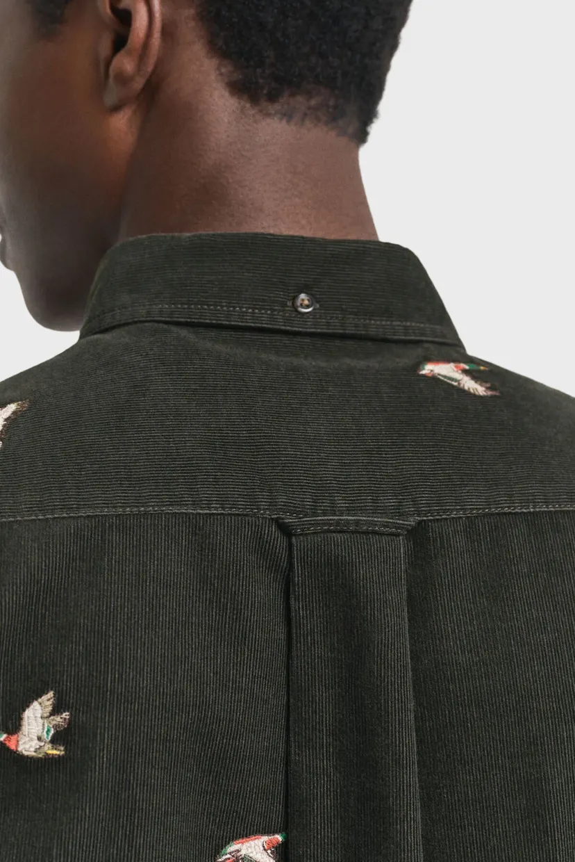 Чоловіча темно-зелена сорочка з візерунком EMBROIDERED 6