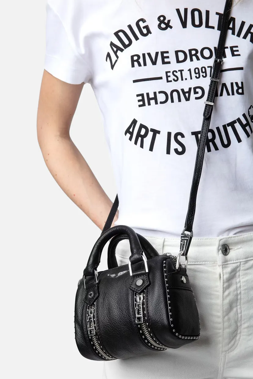 ＊S＊様 Жіноча чорна шкіряна сумка Sunny Nano Studs ZADIG&VOLTAIRE