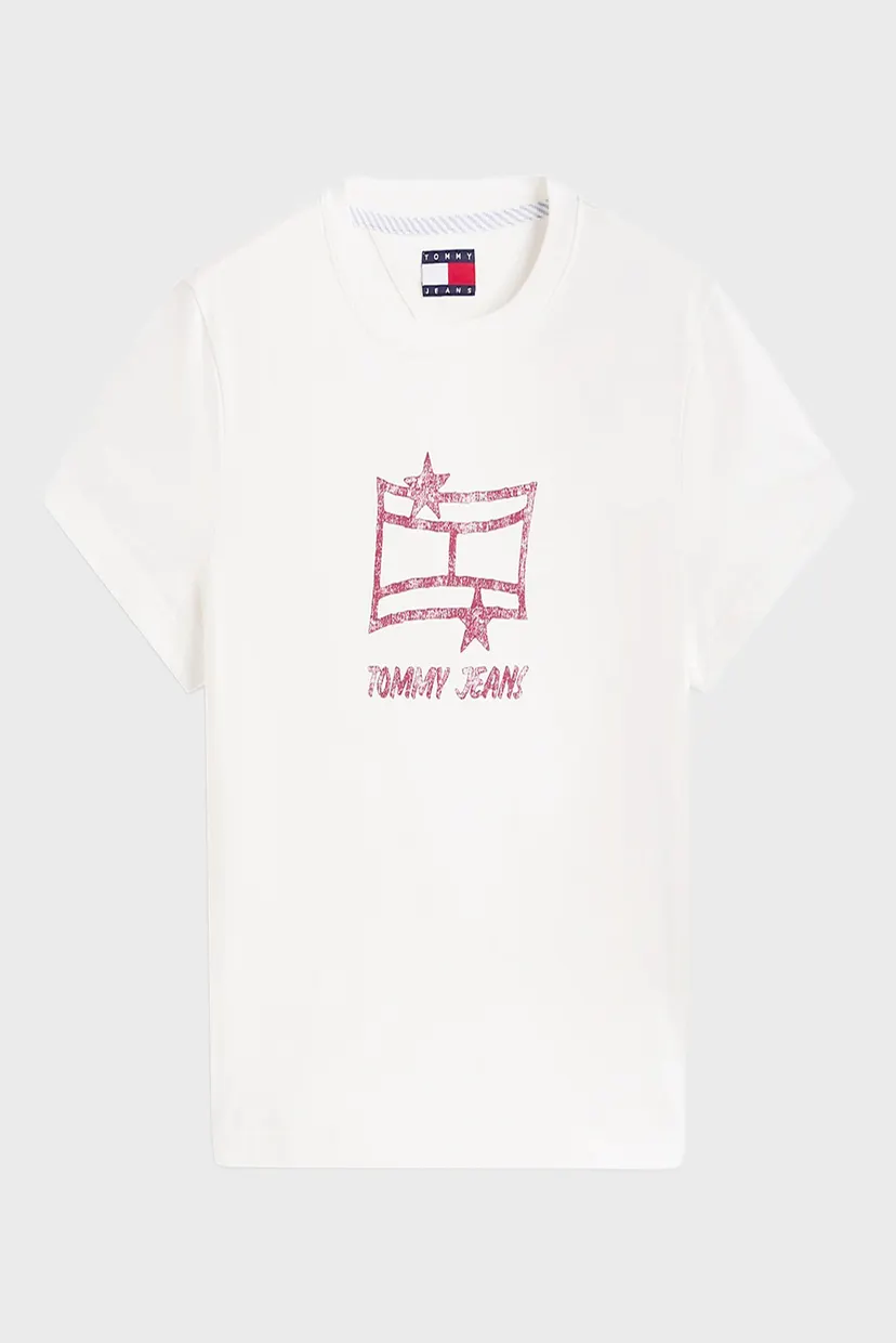 Женская белая футболка REG SH TOMMY STAR 5