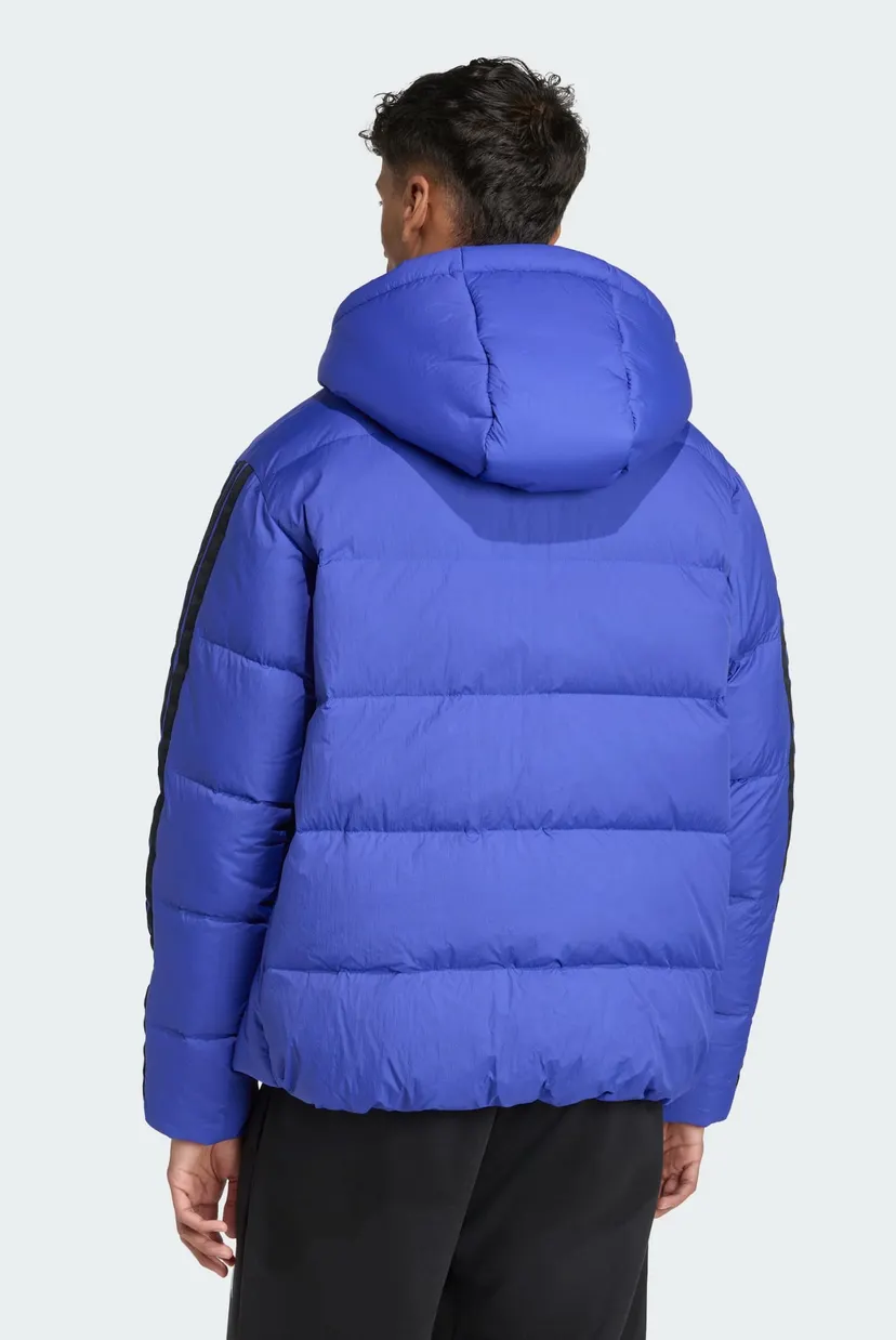 Мужской синий пуховик Essentials Climawarm 3-Stripes Puffer Hooded 3