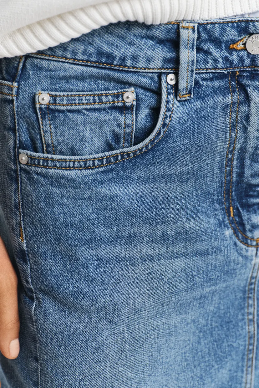 Женская синяя джинсовая юбка MIDI DENIM SKIRT 4