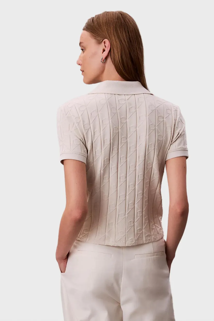 Жіноче біле поло JACQUARD 3