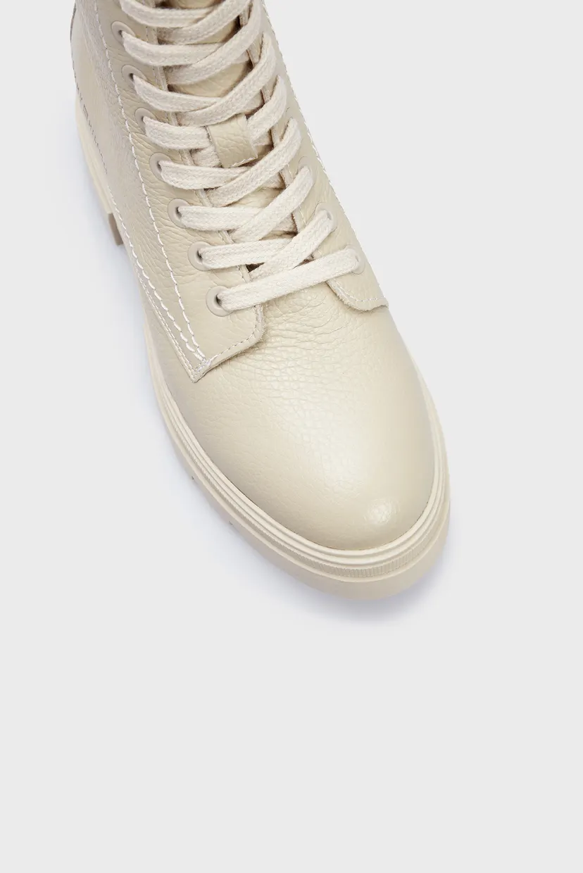 Жіночі бежеві шкіряні черевики MONOCHROMATIC LACE UP 4