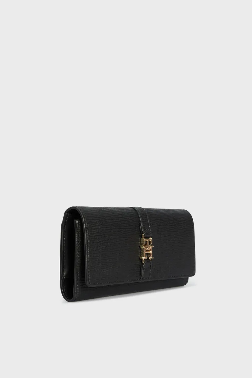 Жіночий чорний гаманець TH PLUSH LARGE FLAP WALLET 3