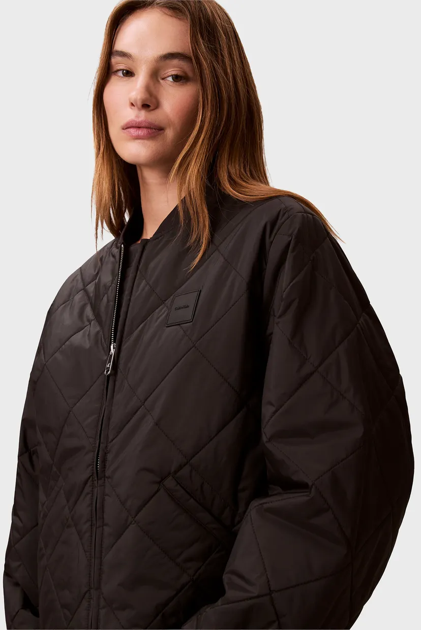 Женский черный бомбер LIGHTWEIGHT QUILTED BOMBER JACKE 5
