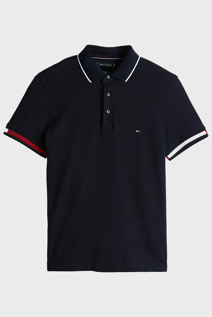 Чоловіче темно-синє поло FLAG CUFF SLIM FIT 5