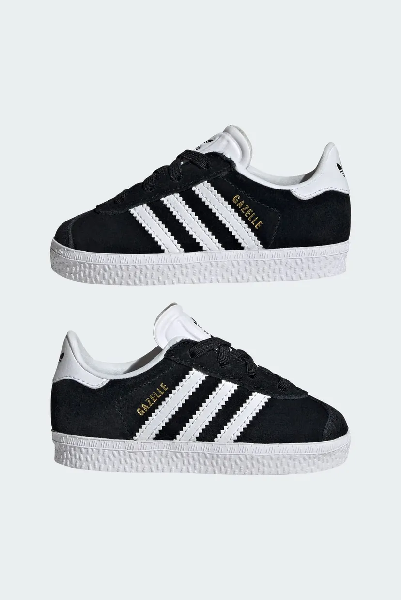 Дитячі чорні замшеві кросівки Gazelle Comfort Closure Elastic Laces Kids 7
