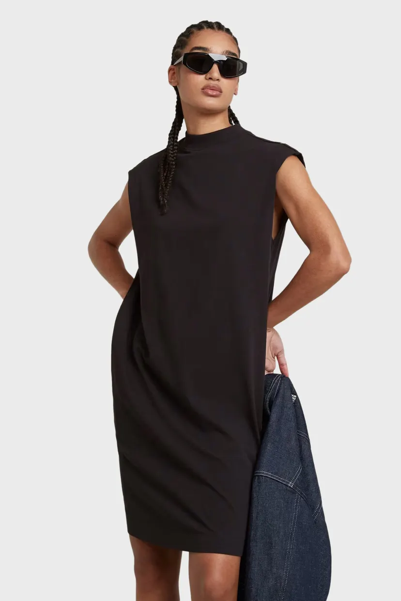 Женское черное платье Riveted loose dress 3