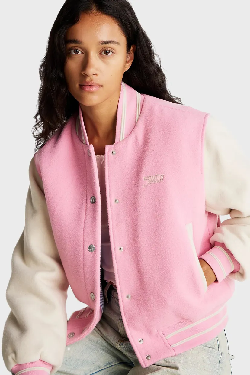 Жіночий рожевий бомбер TJW WOOL VARSITY JACKET EXT 4