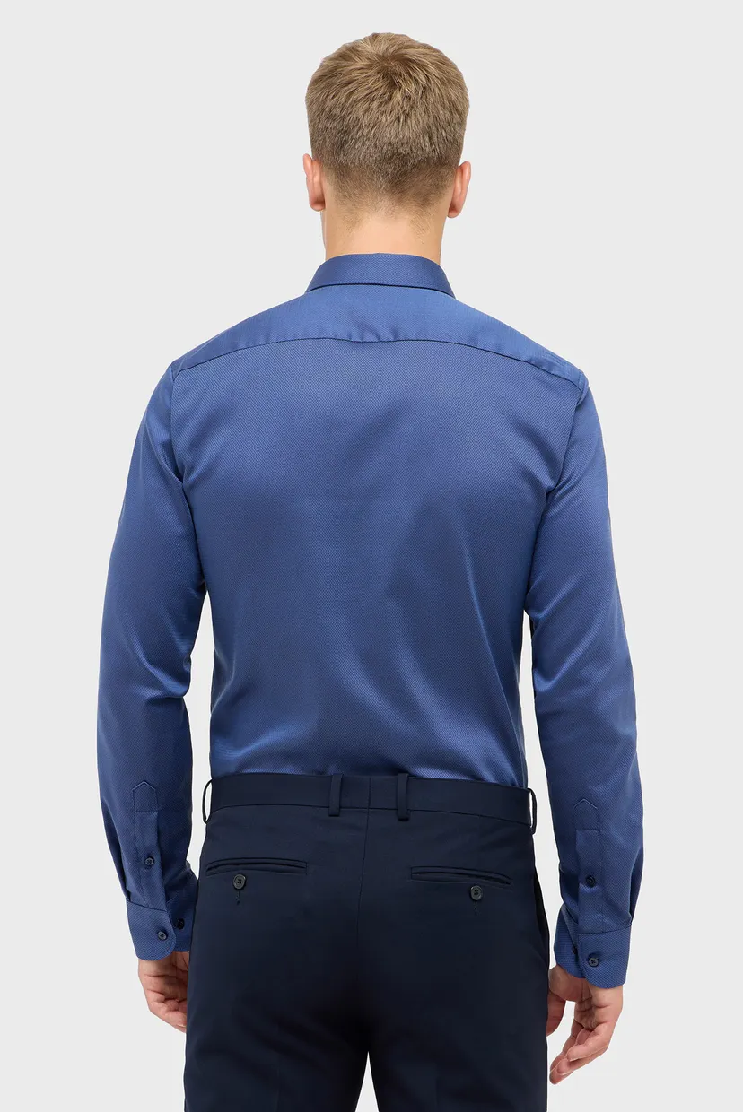 Мужская темно-синяя рубашка с узором SLIM FIT 3