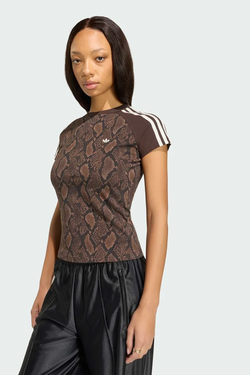 Жіноча коричнева футболка з візерунком SNAKE PRINT CALI 4
