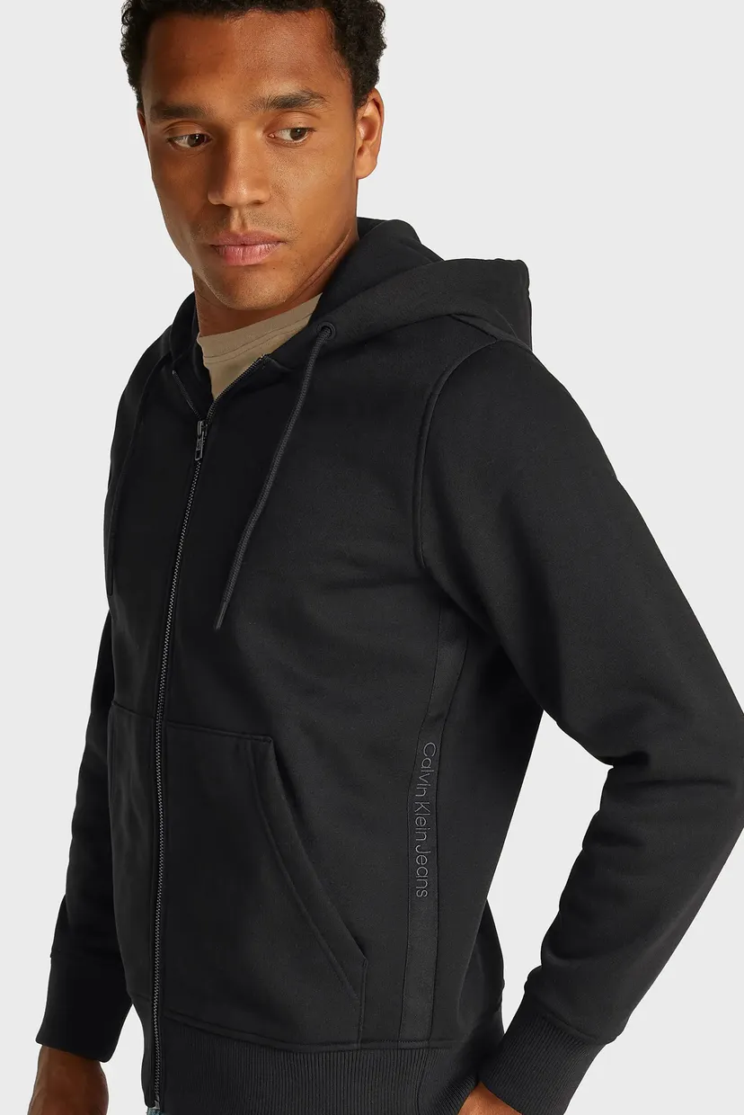 Чоловіче чорне худі LOGO TAPE ZIP THROUGH HOODIE 4