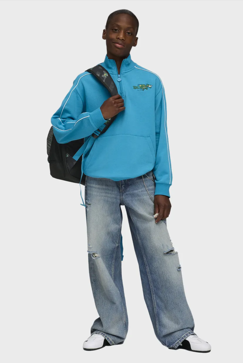 Дитяча синя спортивна кофта Super PUMA T7 Half-Zip Crew Sweatshirt Youth 2