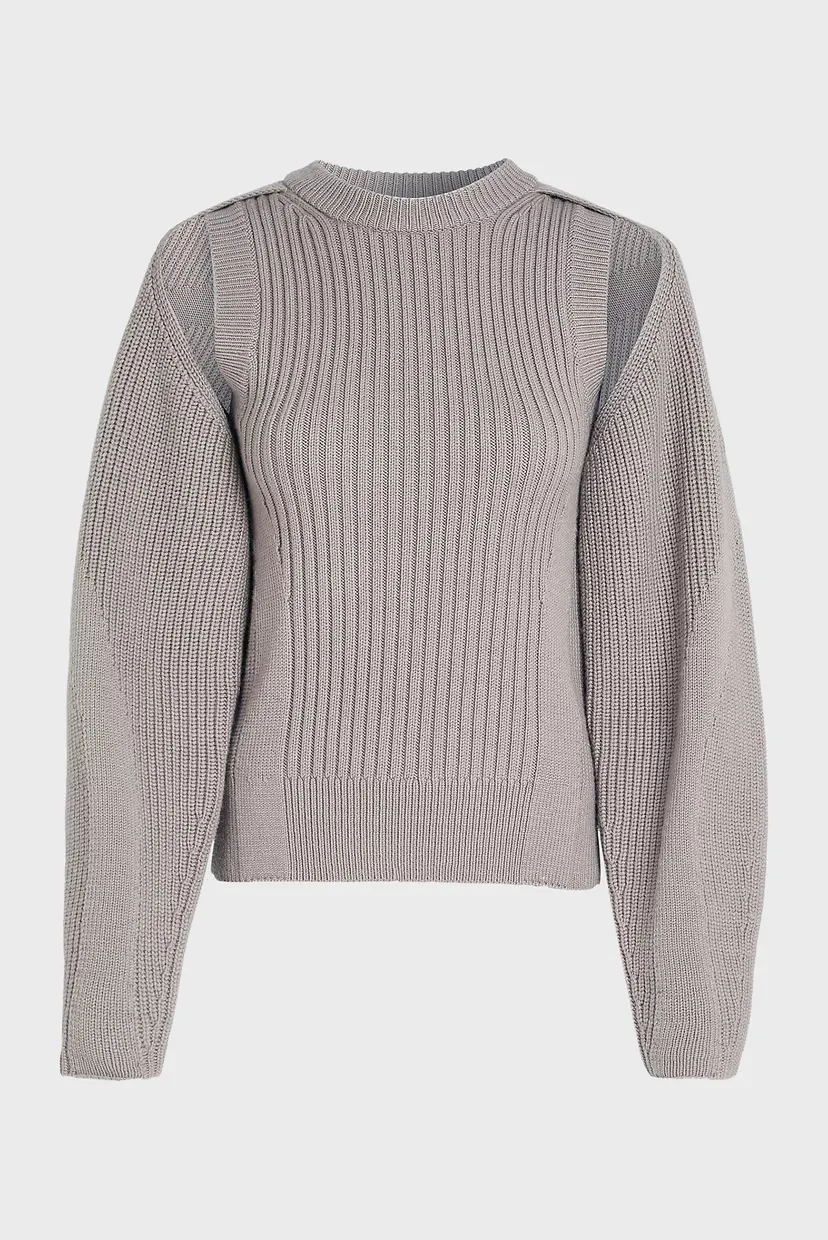 Женский бежевый шерстяной свитер SOFT WOOL RIB CUT OUT 5