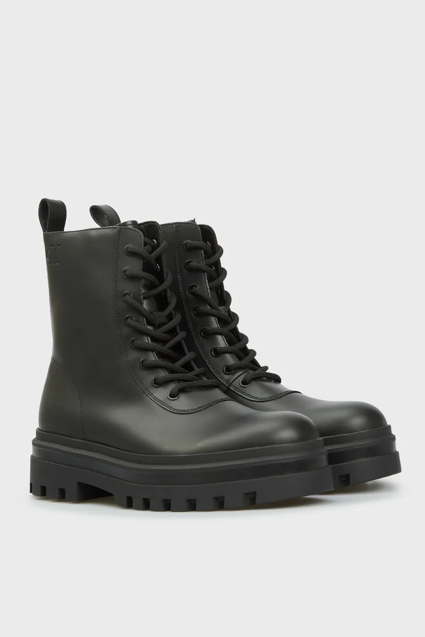 Чоловічі чорні шкіряні черевики LUGGED LACE ZIP BOOT 3