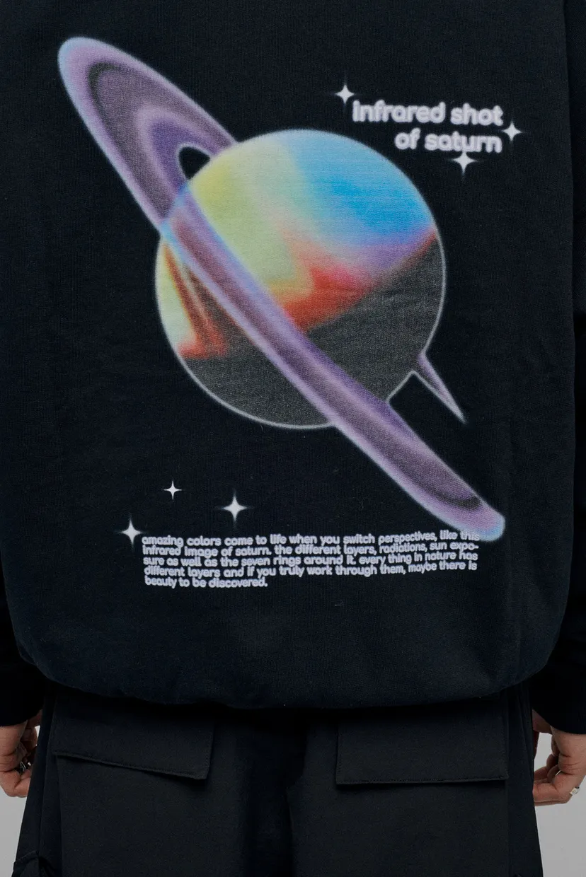 Чоловіче чорне худі Oversized Saturn H GOTS 5