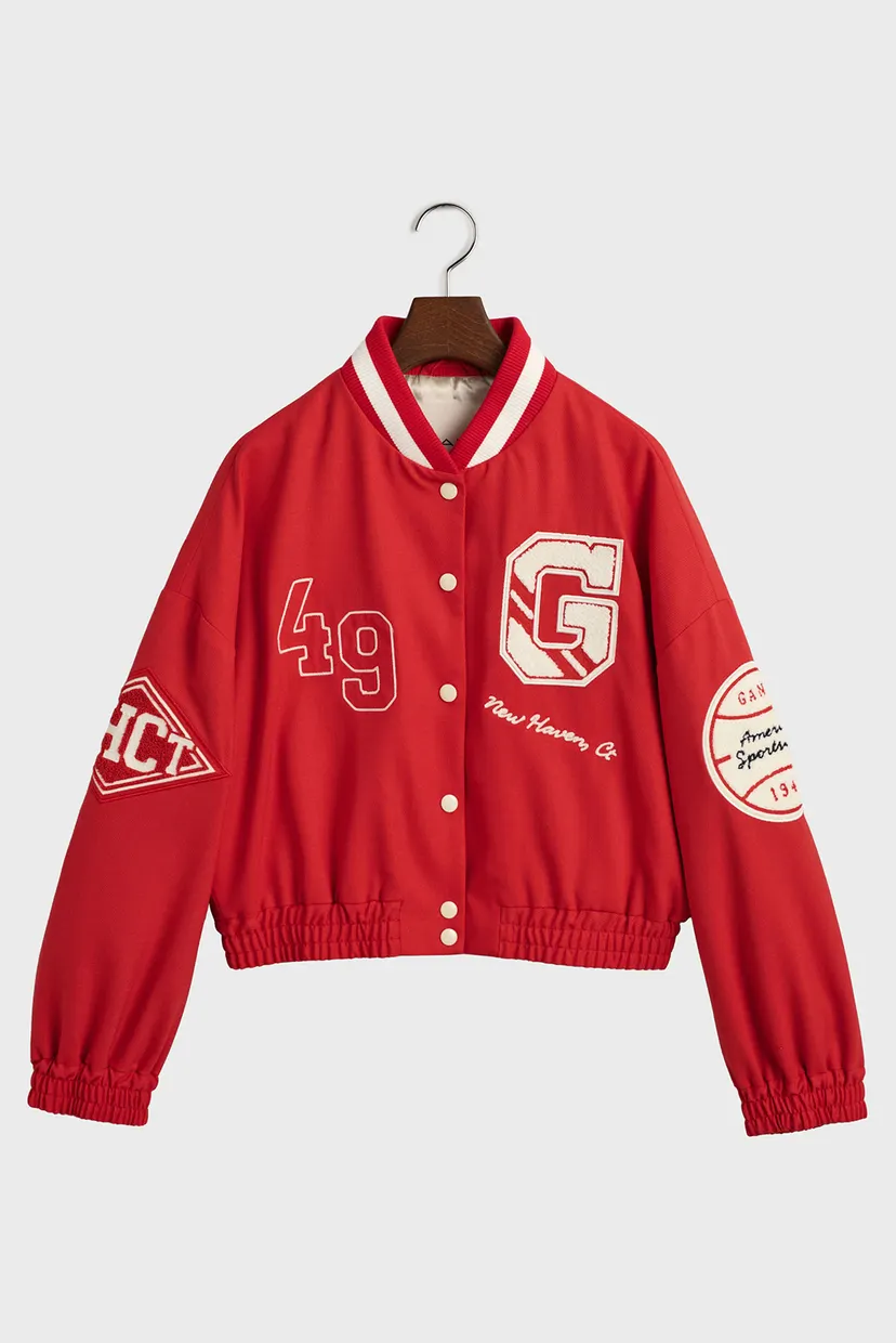 Женский красный бомбер CROPPED VARSITY 7