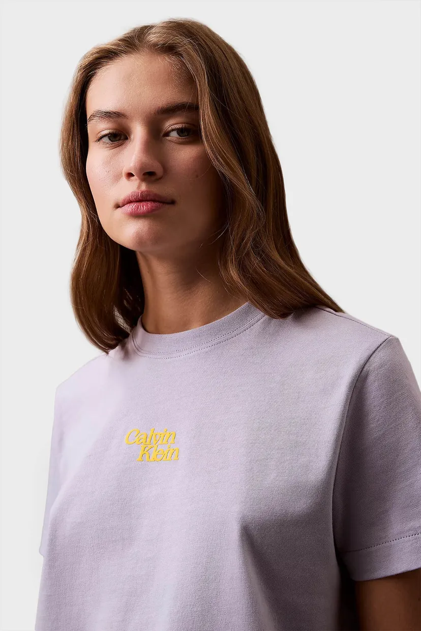 Женская сиреневая футболка FLOCKED LOGO 4