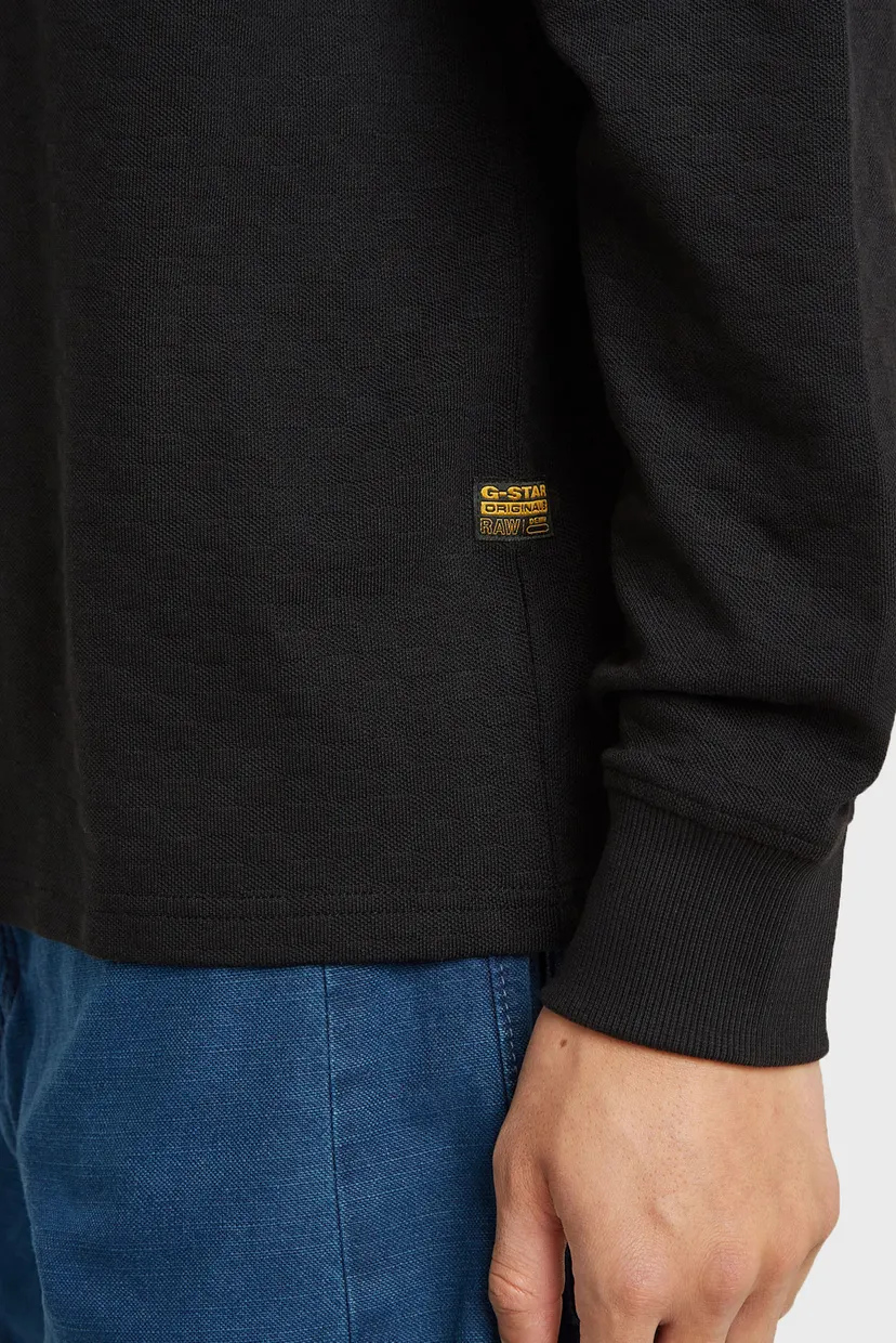 Мужской черный лонгслив Checquard tweeter half zip 5