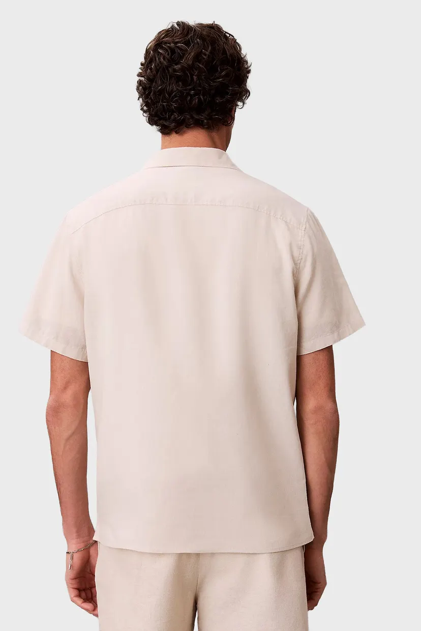 Мужская бежевая льняная рубашка COLLAR SOLID 3