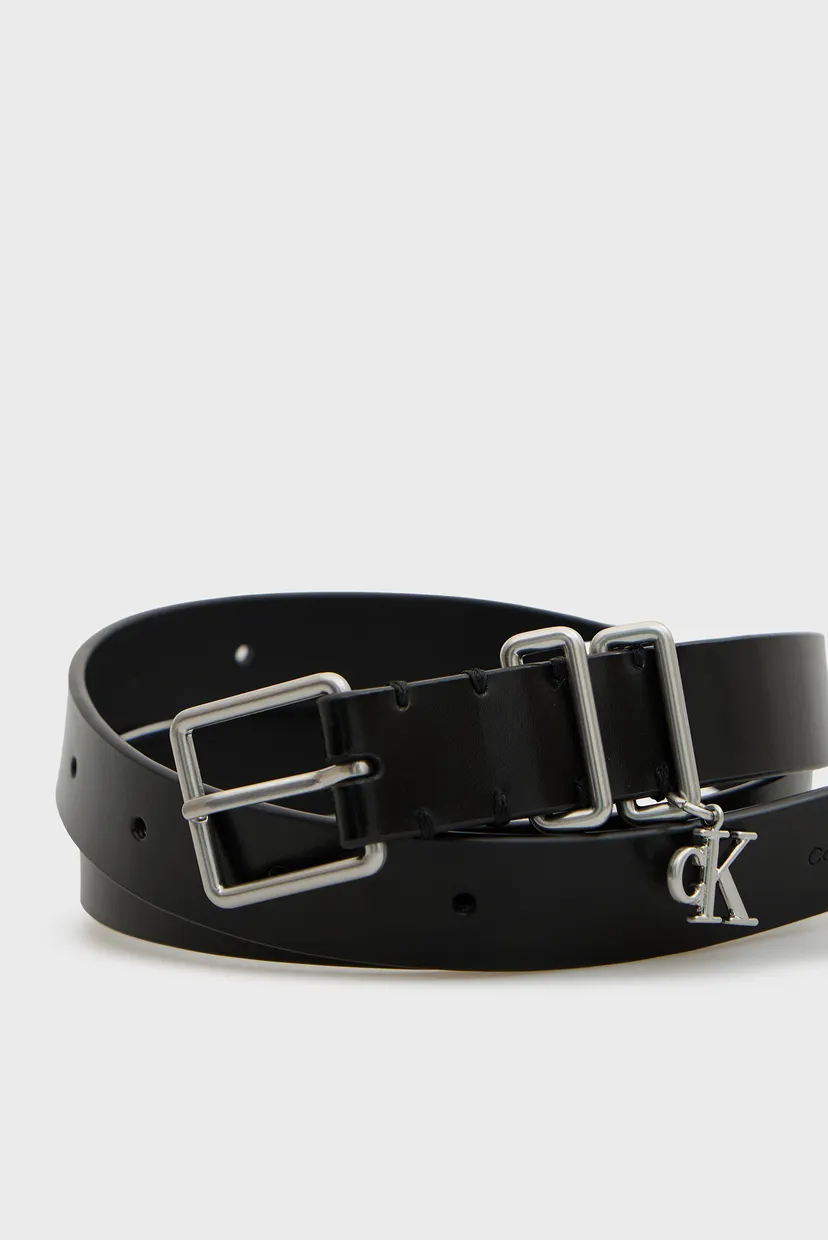 Женский черный кожаный ремень MONOGRAM CHARM  KEEPER 3