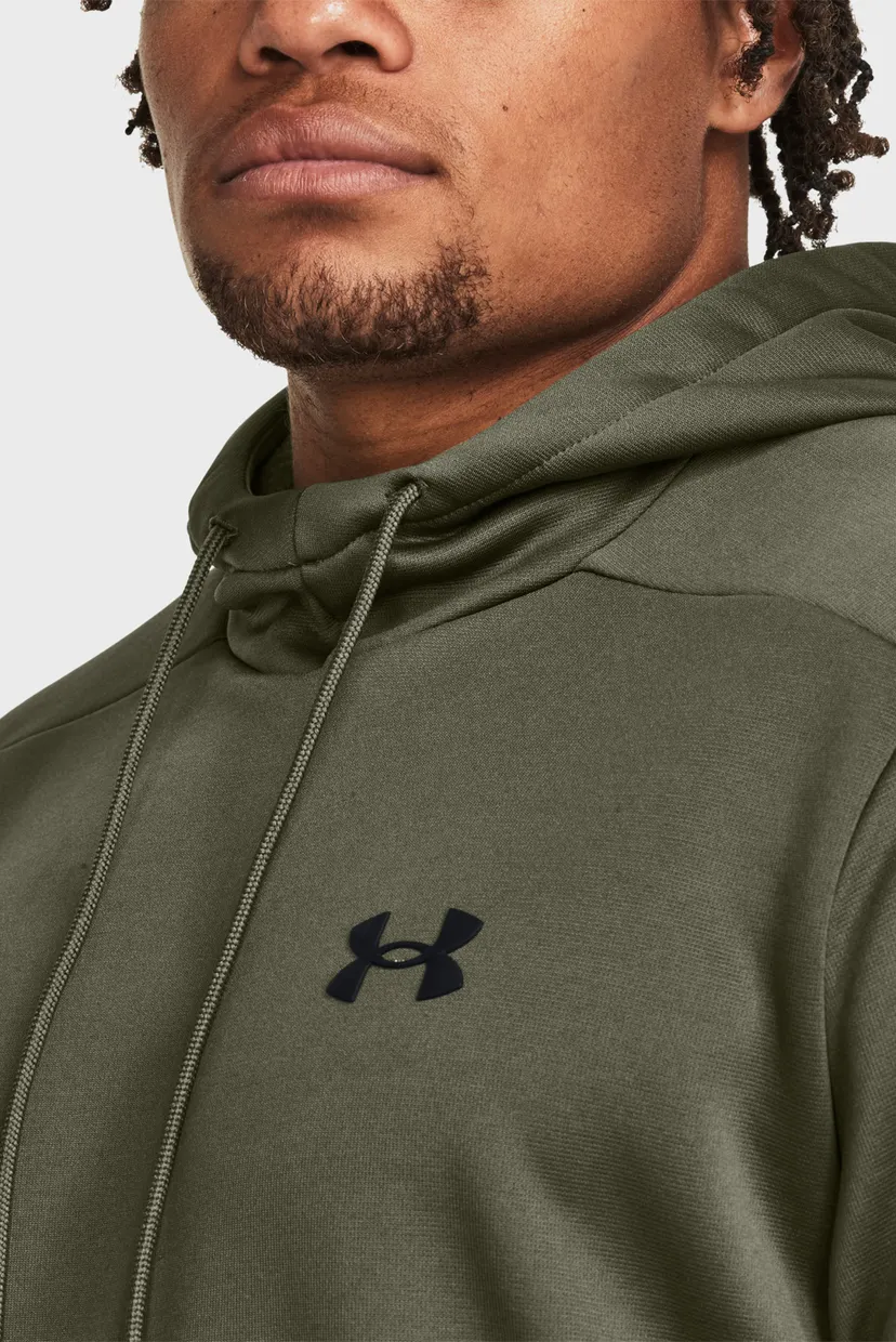 Мужское оливковое худи UA Armour Fleece Hoodie 4