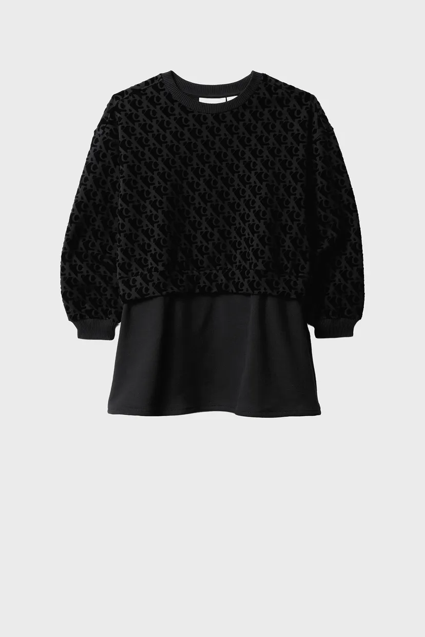 Дитяча чорна сукня LOGO AOP FLEECE 5