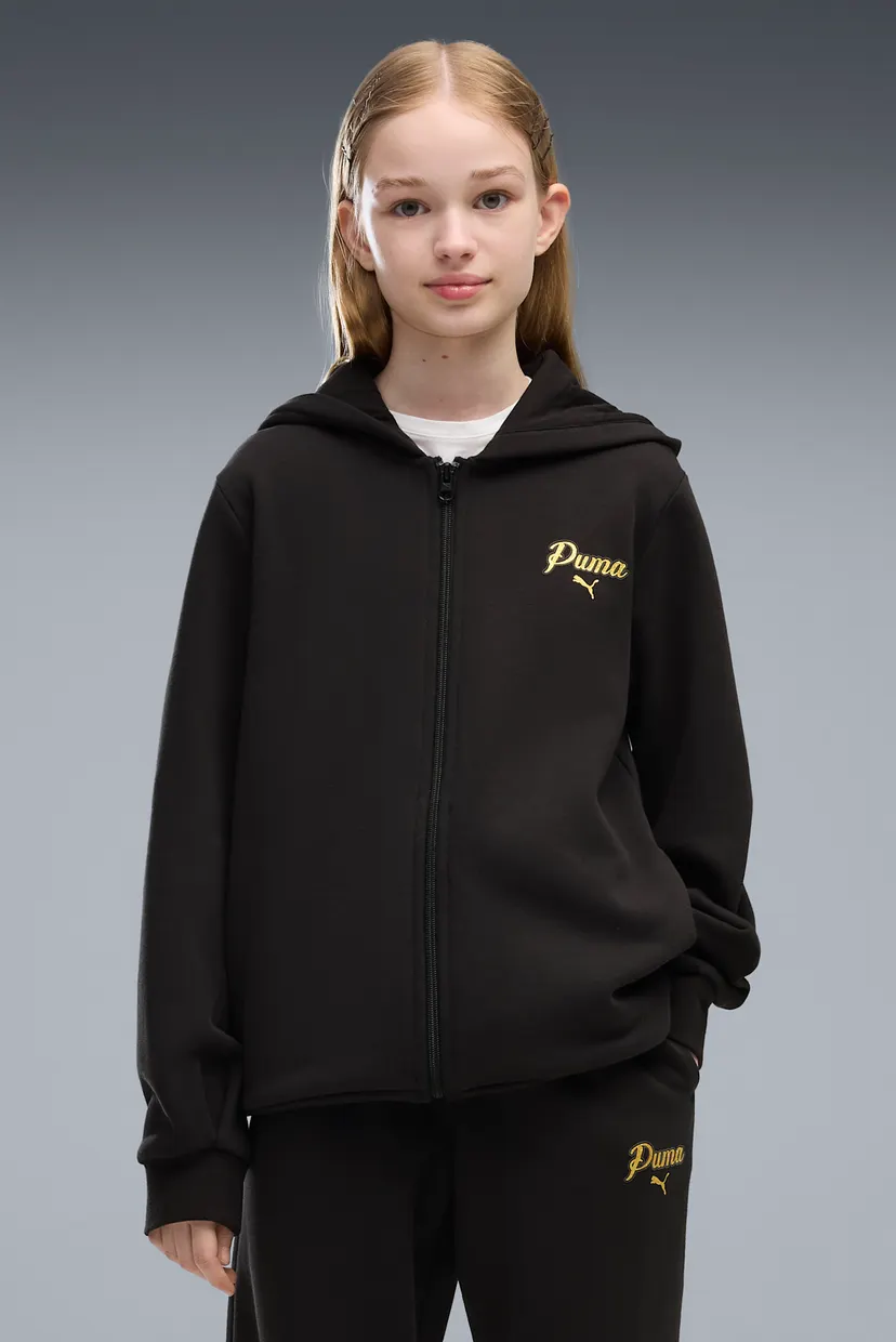 Детский черный спортивный костюм (худи, брюки) Essentials Script Glitter Full-Zip Tracksuit Youth 3