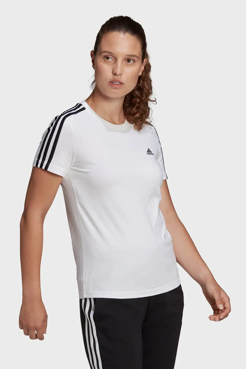 Женская белая футболка Essentials Slim 3-Stripes 3
