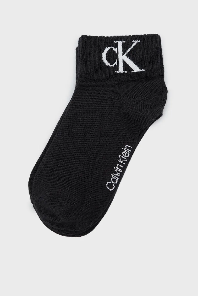 Женские черные носки (2 пары) CKJ WOMEN QUARTER 2P MONOGRAM 3