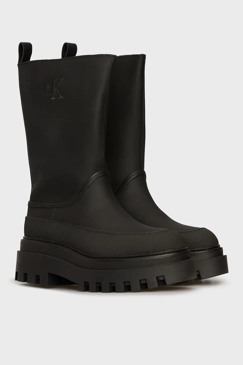 Женские черные кожаные сапоги FLATFORM RAINBOOT HIGH MG R 3