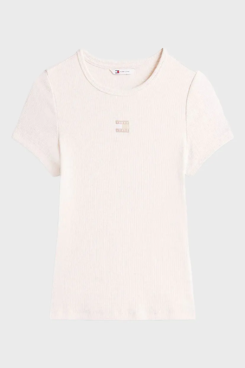 Жіноча бежева футболка TJW SLIM BADGE RIB 5