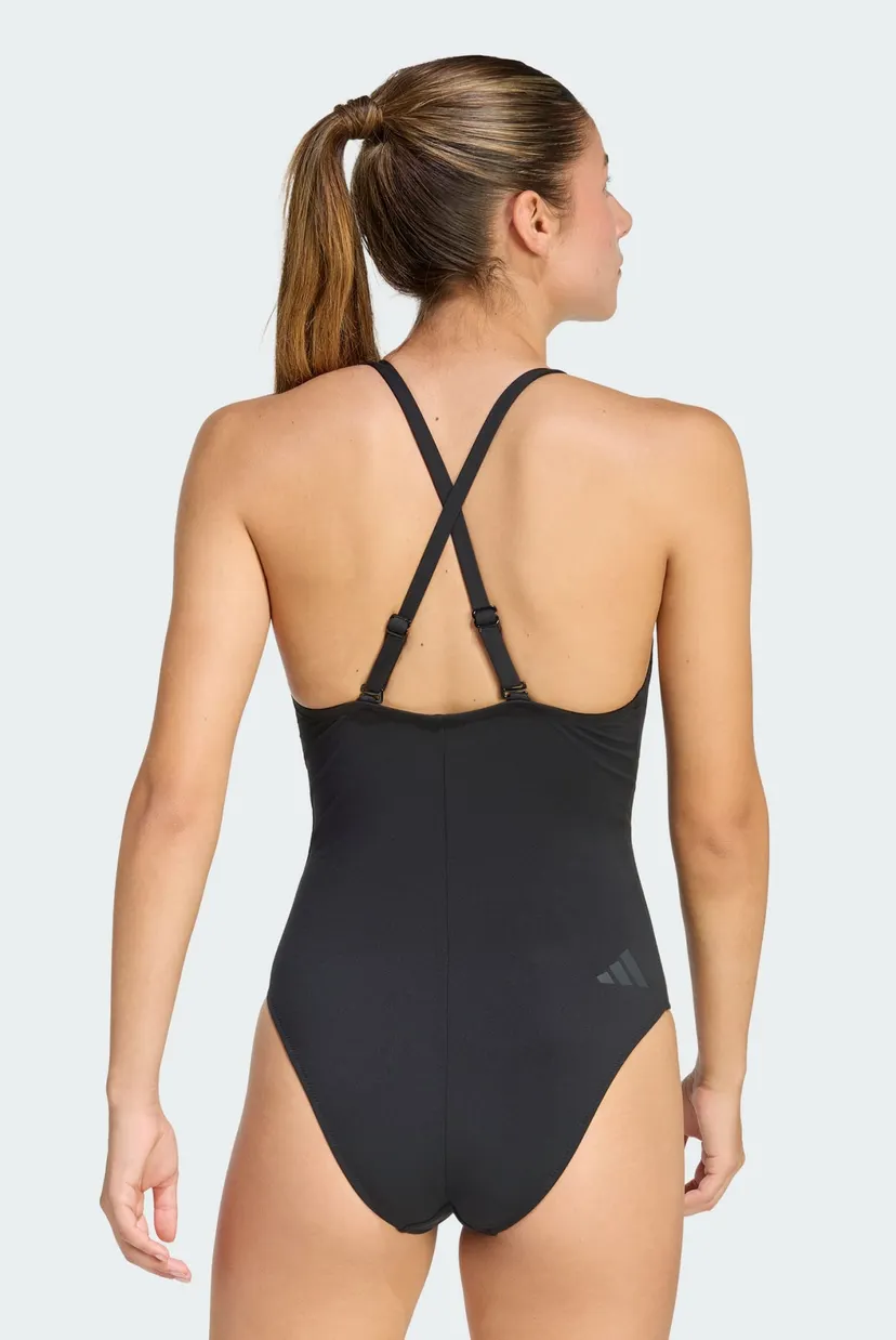 Женский черный купальник 3-STRIPES HIGH NECK 2-WAY STRAPS