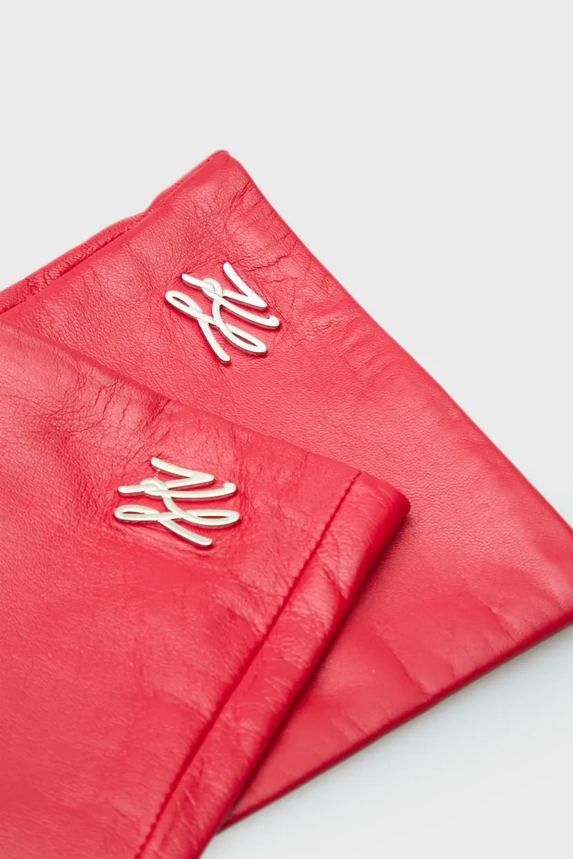 Жіночі червоні шкіряні рукавички K AUTOGRAPH LONG EVE GLOVES 3