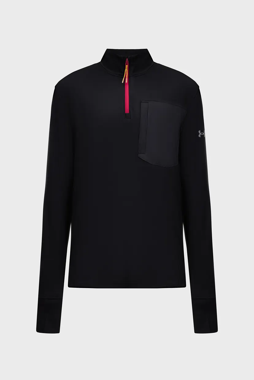 Чоловічий чорний лонгслів UA TRAIL RUN QUARTER ZIP 5
