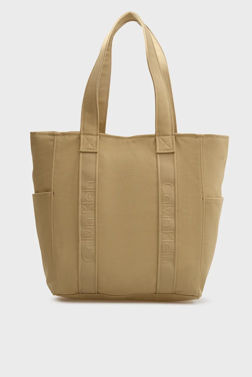 Женская бежевая сумка WEBBING STRAP CANVAS TOTE 4