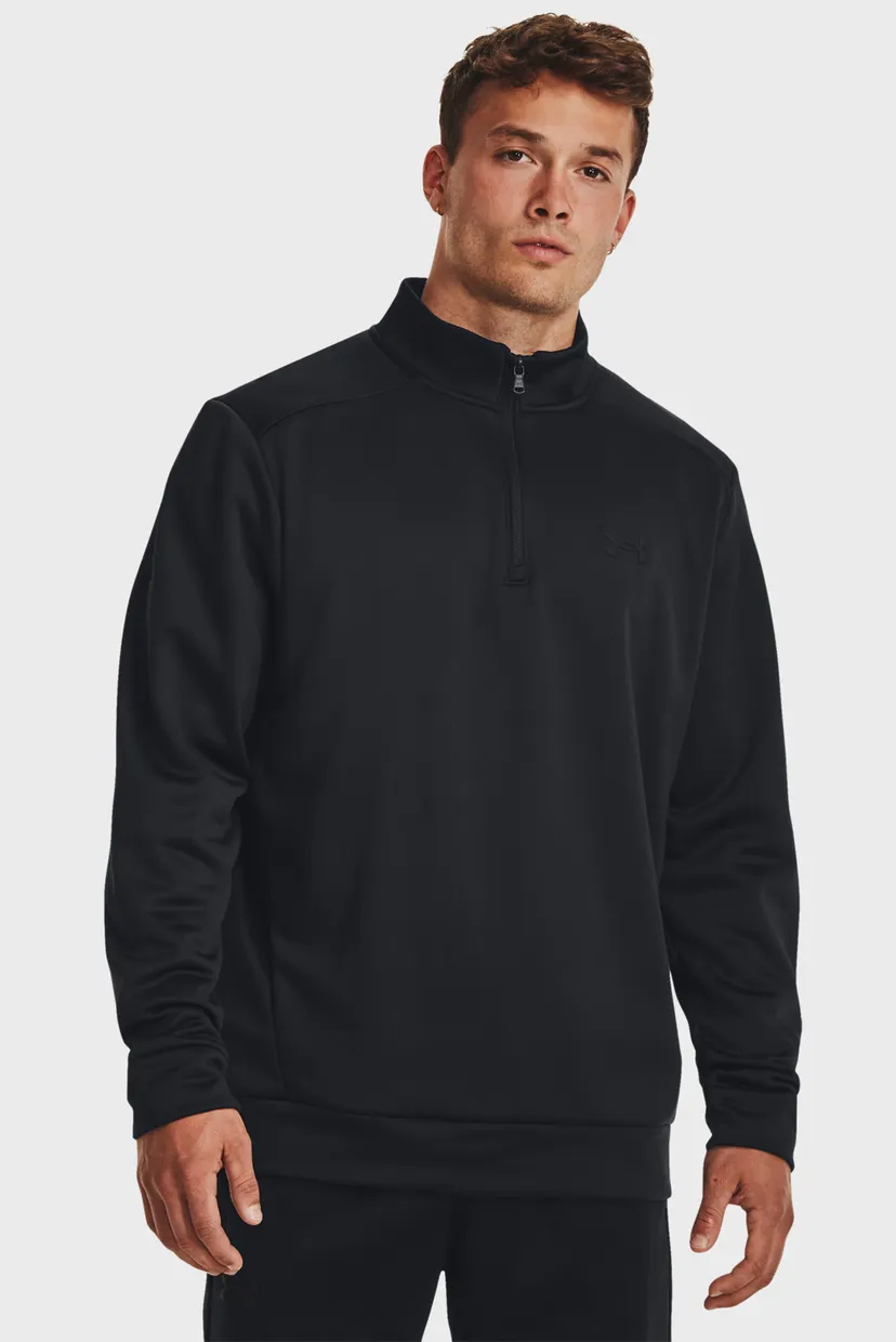 Мужская черная спортивная кофта UA Armour Fleece 1/4 Zip Under