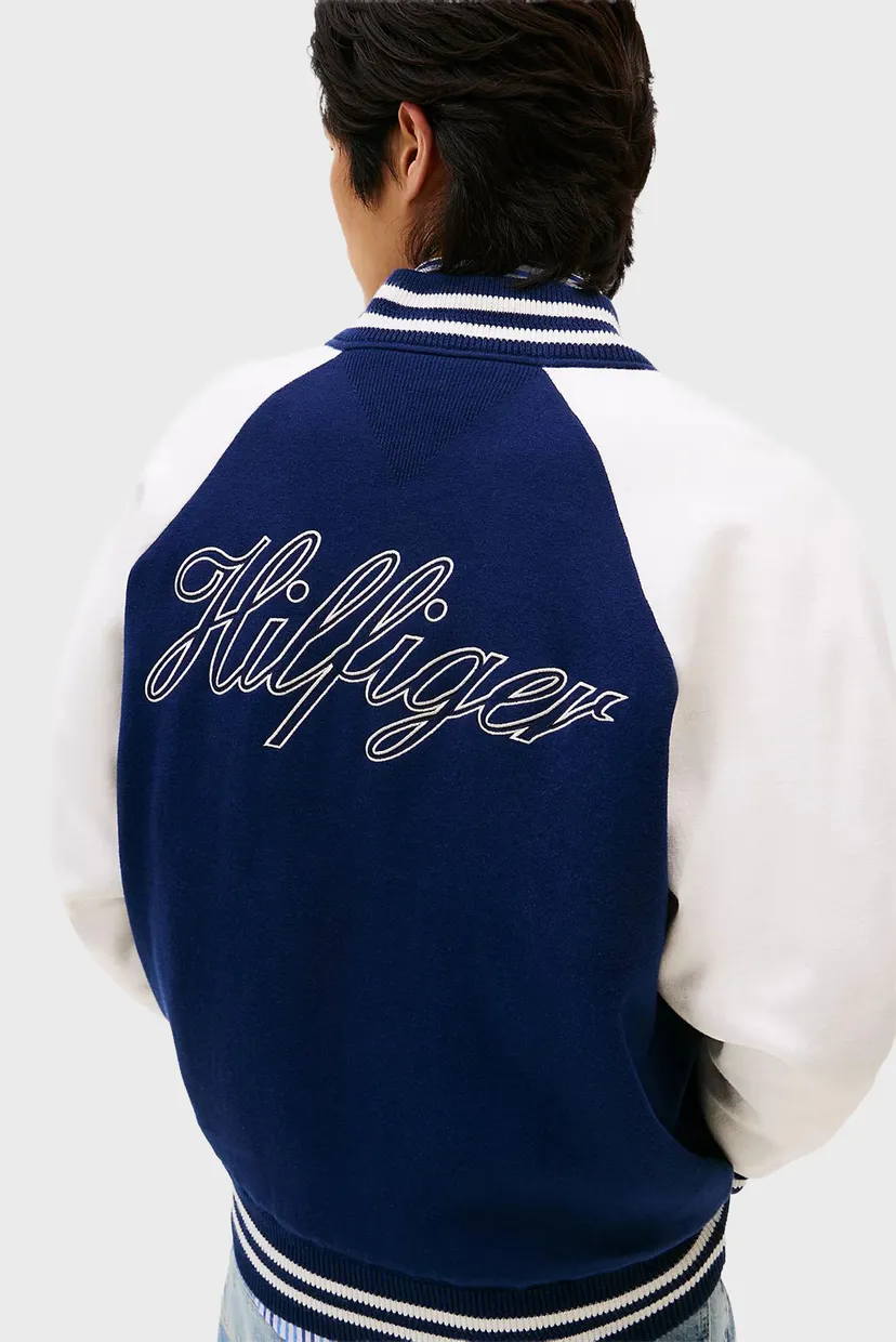 Мужской синий бомбер T1 KNITTED VARSITY 5