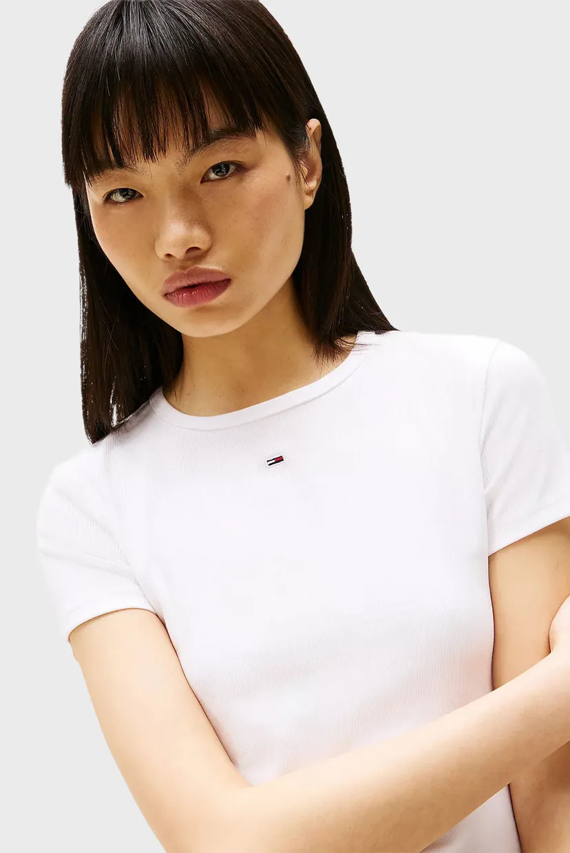 Жіноча біла футболка TJW SLIM ESSENTIAL RIB SS EXT 4