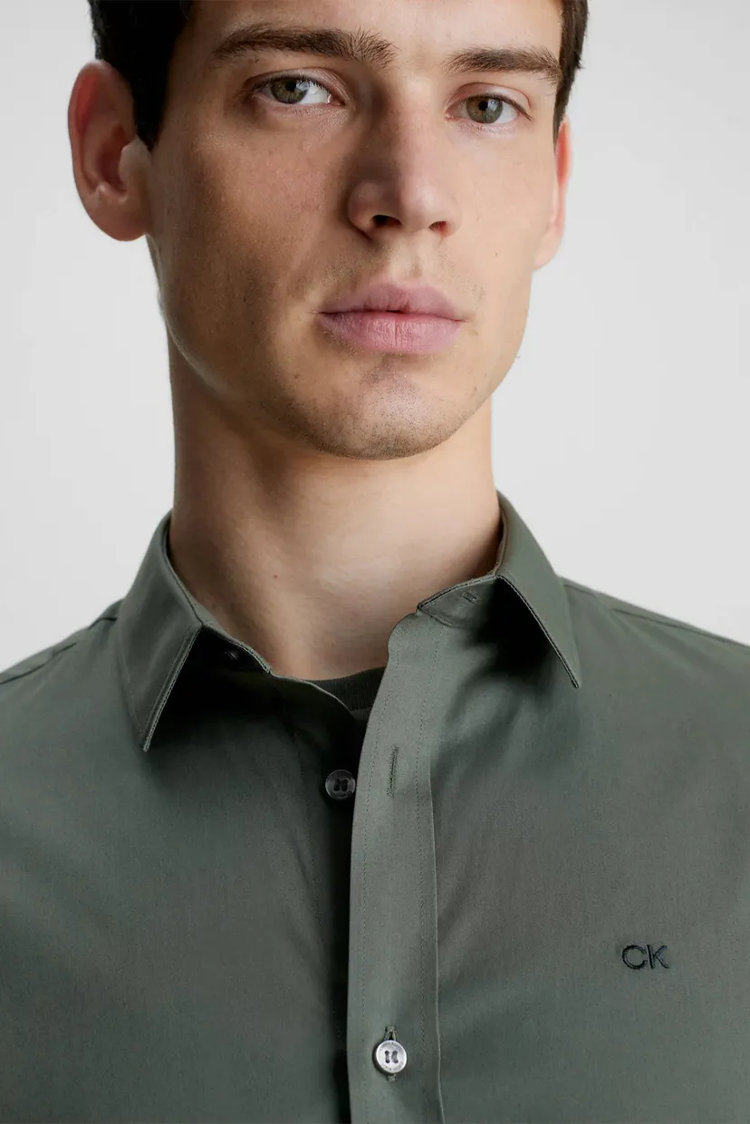 Чоловіча оливкова сорочка STRETCH POPLIN SLIM 4