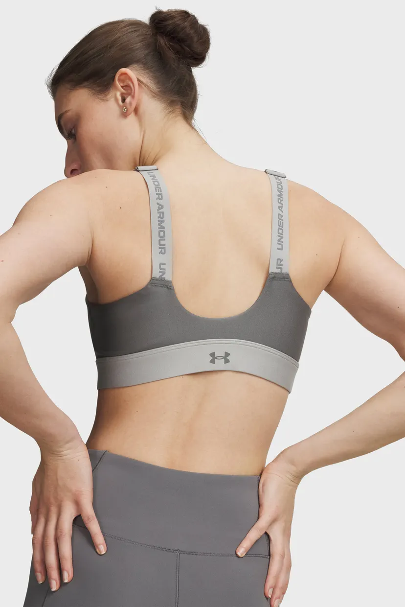 Жіночий сірий топ UA Infinity High Zip 2.0 Bra 3