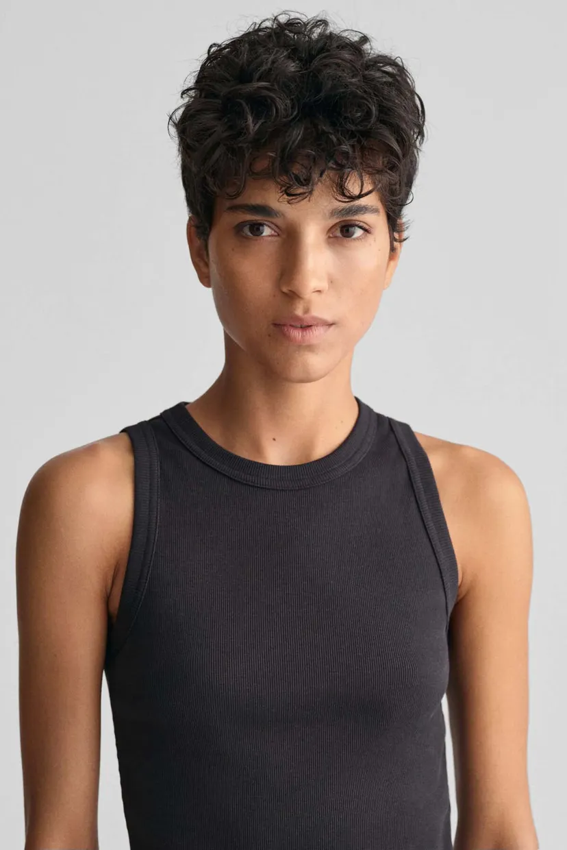 Жіноча чорна майка HIGH NECK RIB 4